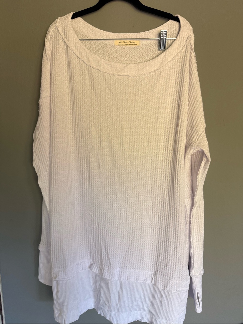 We The Free Soft white Waffle-Knit long Top size large 🤍🤍🤍